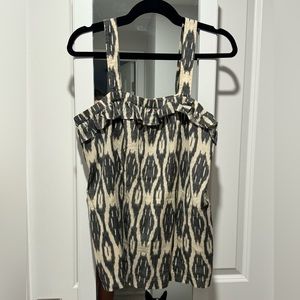 JCrew cream & dark gray blouse